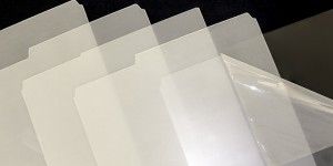 Image of surface protection film on clear plastic film