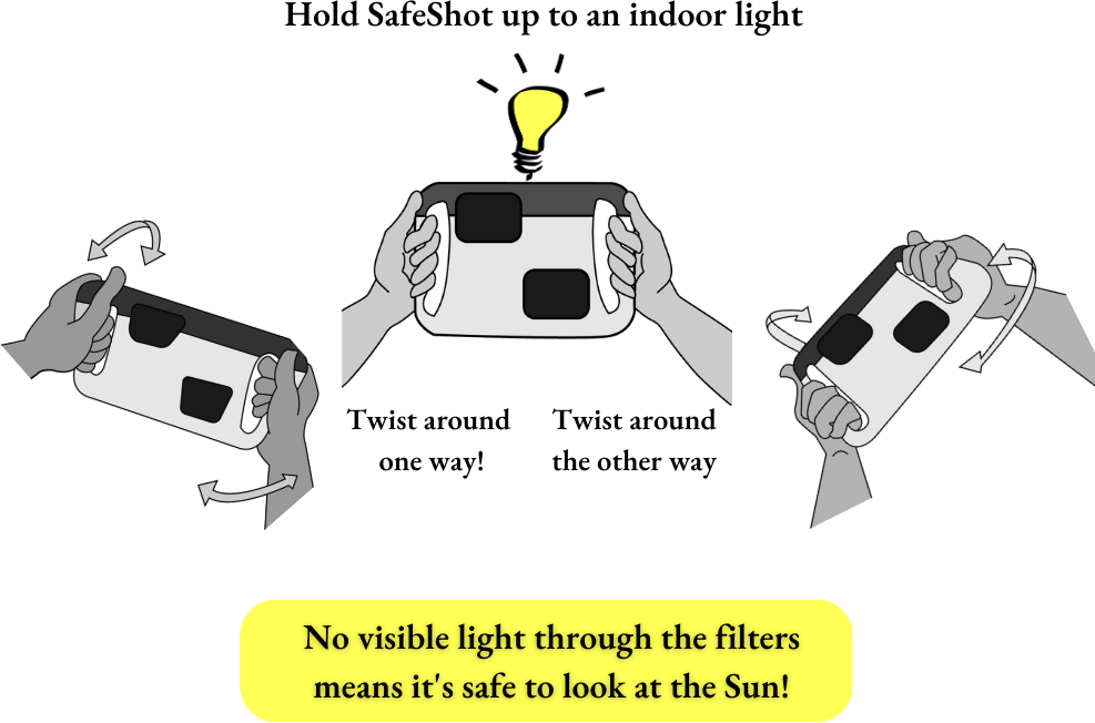 Safeshot, eclipse viewer, eclipse glasses