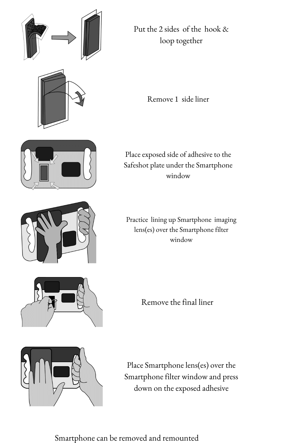 Safeshot eclipse viewer smartphone adhesive attachement